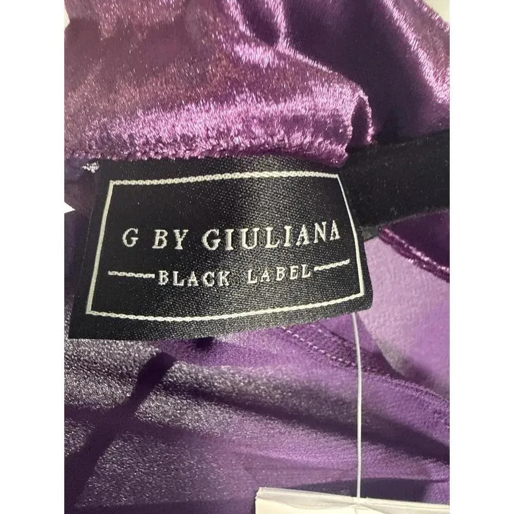 NWT G by Giuliana Women's Black Label Chiffon Poncho Velour Trim Purple Size XS - Picture 7 of 8